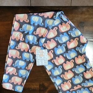 LuLaRoe Grey TC Leggings with Pastel Elephant Pattern